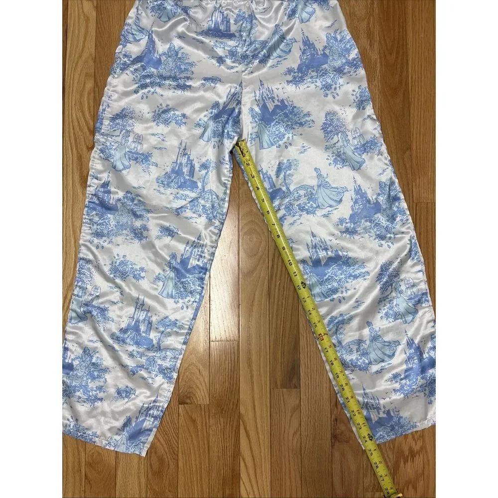 Disney‎ Princess Castle Toile Pajama Pants Women's Size Unknown Satin Sleepwear